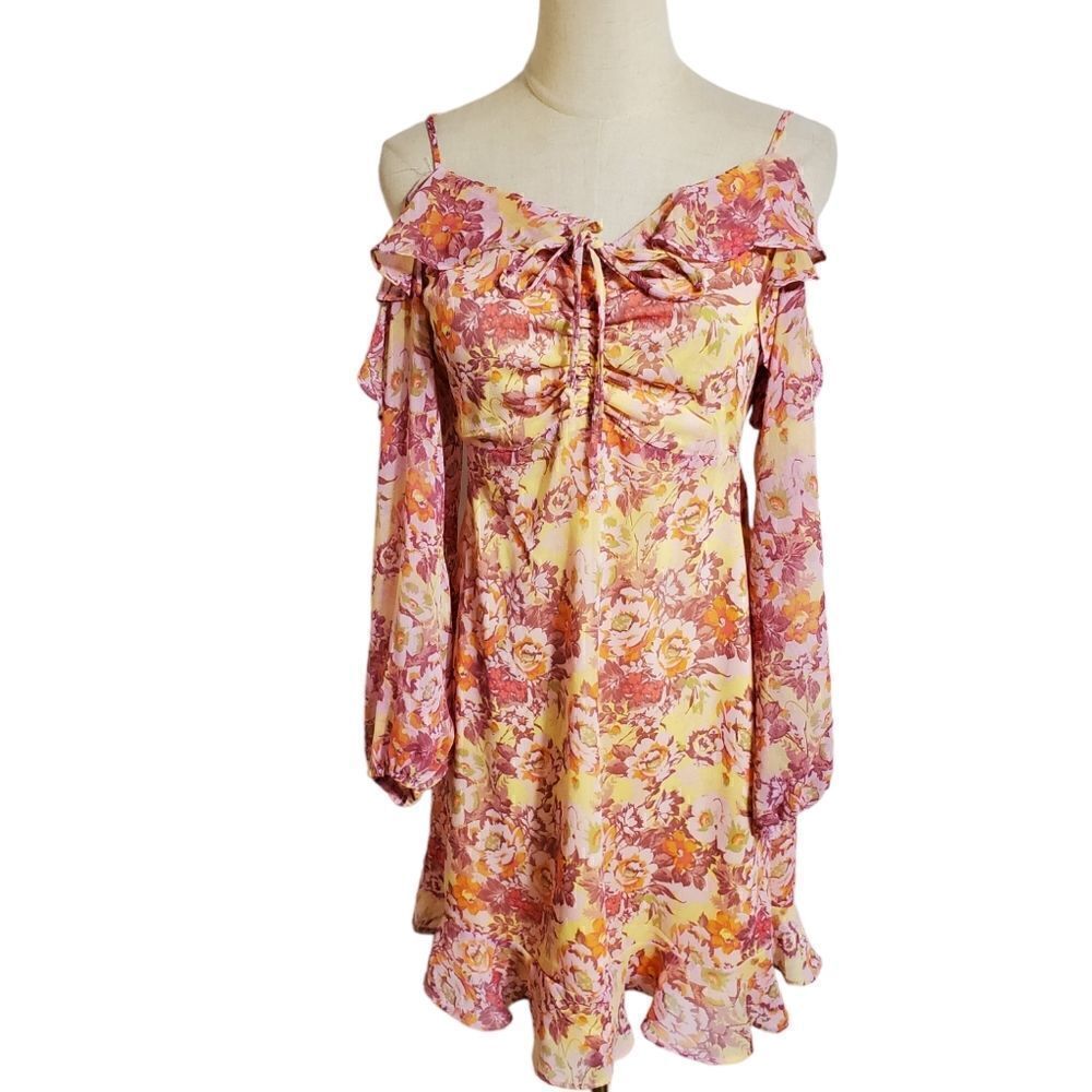 Rewind Pink & Yellow Cutout Dress